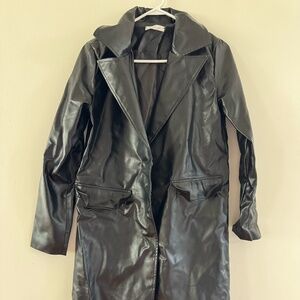 Faux leather trench